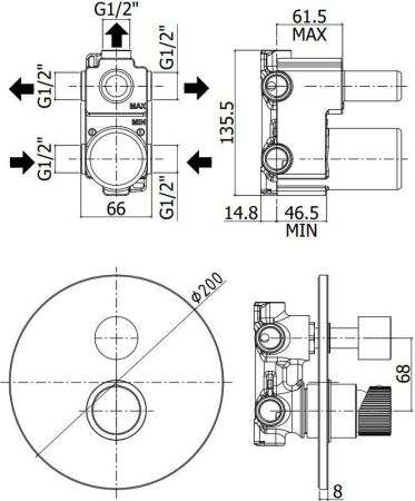 Смеситель для душа Paffoni Jo JO019CR (с внутренней частью), артикул JO019CR