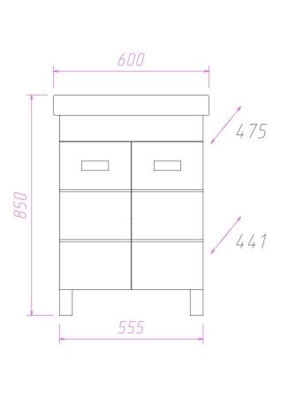 Тумба Onika Балтика-Квадро 60 напольная, белая (ум.Тигода 60), артикул 106035
