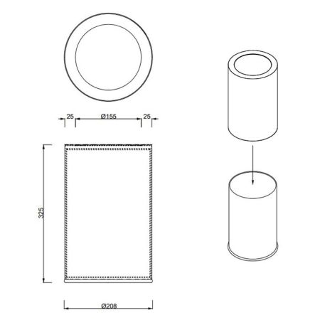 Ведро, Decor Walther, ROOMS, без крышки, ширина, мм-205, глубина, мм-205, высота, мм-325, тип установки-напольный, с вставкой из нержавеющей стали, цвет-хром, артикул 0615000