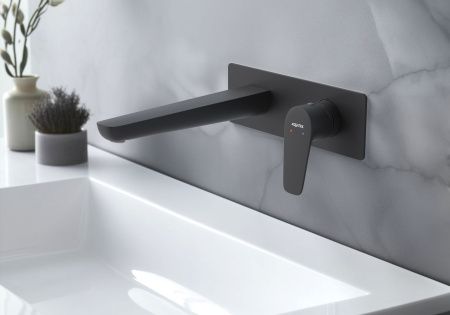 Смеситель для раковины настенный (внешняя и скрытая часть) AQUATEK, матовый черный AQ1113MB БЕТТА Смеситель для раковины настенный (внешняя и скрытая часть) AQUATEK, матовый черный AQ1113MB БЕТТА