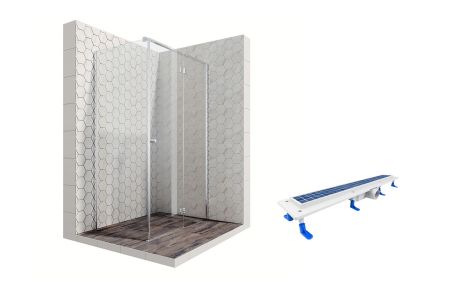 Душевой уголок Ambassador Diamond 12011104R-ST1, прямоугольный, линейный трап, 120х80