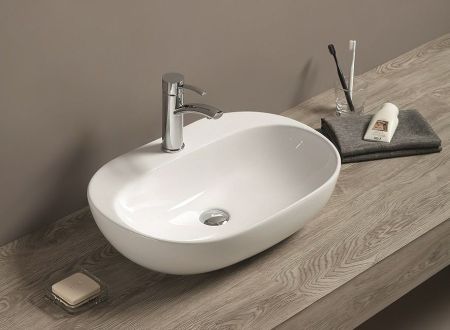 Раковина керамическая накладная AM-78375, цвет белый, 600х405х150, артикул AM-78375