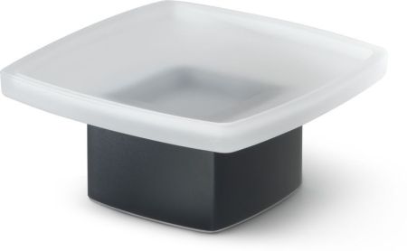 Gedy Lounge, настольная стеклянная мыльница на металлическом основании, цвет черный матовый, артикул 5451(14)