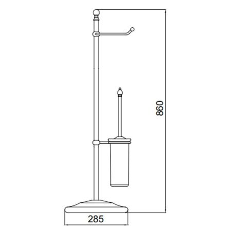 Sbordoni Piantane Стойка напольная, с ёршиком и держателем для бумаги, цвет: матовая бронза, артикул SB128BT