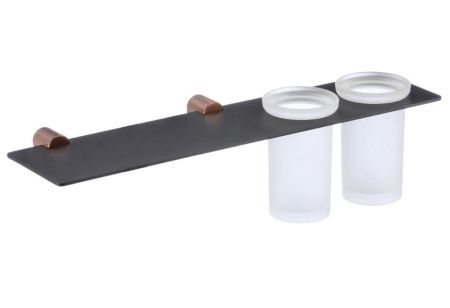 Стакан для ванной комнаты двойной Savol S-002168HD, черный/бронза, артикул S-002168HD