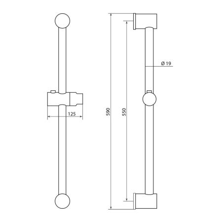 Душевая штанга Славен СЛ-ЗП-045, хром, артикул СЛ-ЗП-045