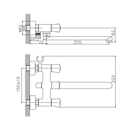 Смеситель для ванны Cron CN20866, хром
