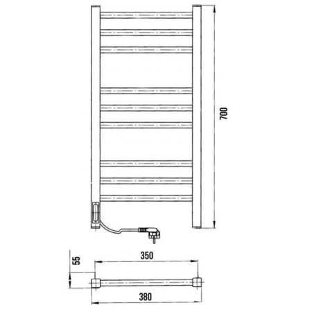 Полотенцесушитель электро "Астор ЧКЧ9 350х700", черный муар, левый