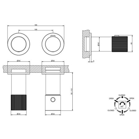 GESSI HABITO RIGATO Смеситель настенный встраиваемый, термостатический, с переключателем на 3 положения, внешняя часть, цвет хром, артикул 70536#031