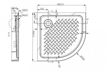 Душевой поддон из искусcтвенного мрамора CEZARES TRAY-S-R-13-W, артикул TRAY-COVER-BR