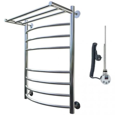 Электрический полотенцесушитель Тругор Приоритет 2 элТЭН 80x60 с полкой Хром, артикул Приоритет2/элТЭН8060П