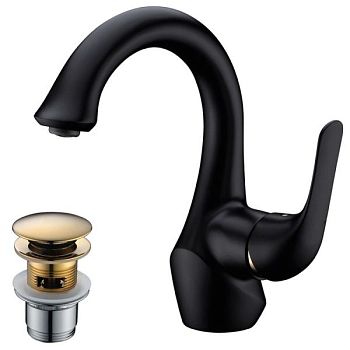 Смеситель для раковины Lemark Swan LM5406BG Черный матовый Золото
