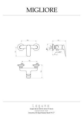 LAGUNA Смеситель для душа моноком. внешний, выход M1/2", хром, артикул 26084