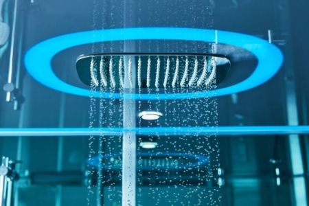 Душевая кабина SSWW BU601 90х90 с баней профиль Голубой сапфир матовый задняя стенка зеркальная