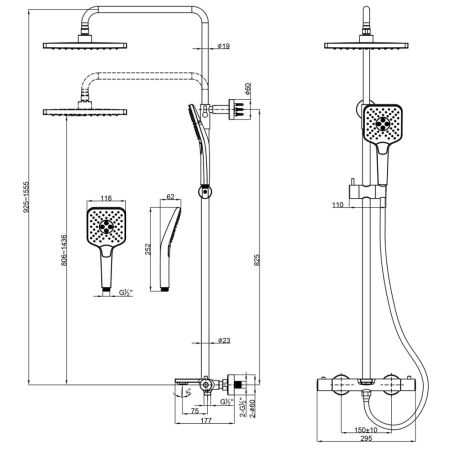 Смеситель Lemark Valday для ванны и душа, термостатический (LMF-8146B-BL), артикул LMF-8146B-BL