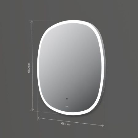 M8FMOX0651WGS Зеркало универсальное с контурной LED-подсветкой, ИК- сенсором, квадрат, 65 см, артикул M8FMOX0651WGS