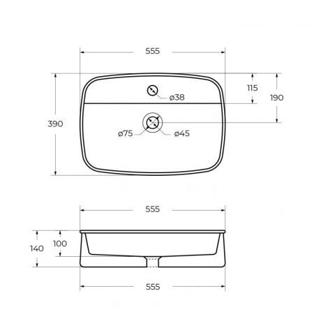 Раковина накладная керамическая CZR-6580, артикул CZR-6580