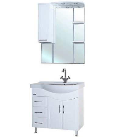 Зеркало со шкафом Bellezza Коралл 85 L 4612014002015 с подсветкой L Белое, артикул 4612014002015