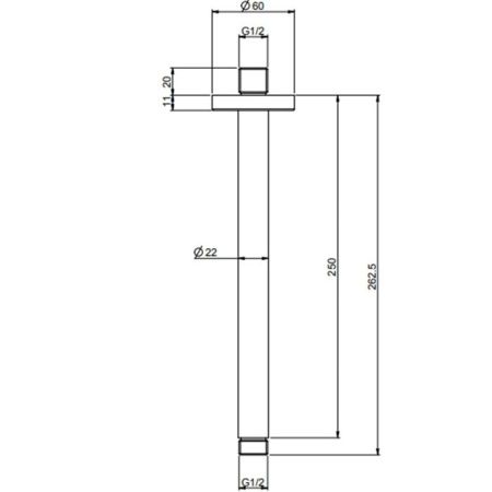 FIMA|Carlo Frattini Spillo Steel Держатель верхнего душа 250 мм., потолочный монтаж, цвет INOX