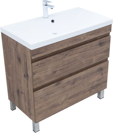 Тумба под раковину Aquanet Нота New 90 напольная, дуб веллингтон табак