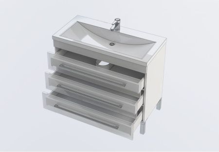 Тумба под раковину Aquanet Верона 100 белый (напольная 3 ящика), артикул 00178471
