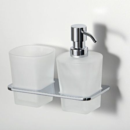 Стакан для зубных щеток с дозатором жидкого мыла WasserKRAFT Leine K-5089 Хром
