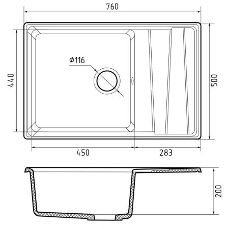 Кухонная мойка GranFest LEVEL 760L, кашемир, артикул LV-760L кашемир