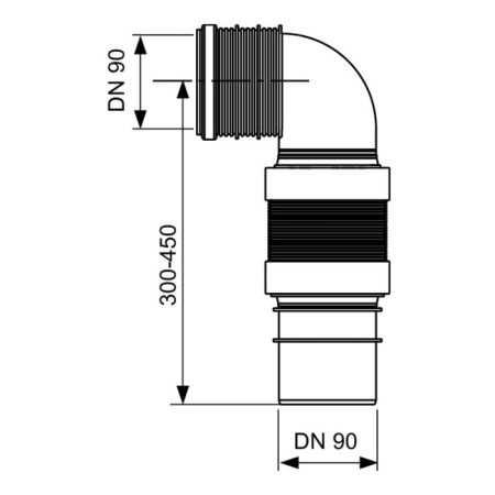 Гофрированный соединительный отвод унитаза TECEprofil DN 90, артикул 9820317