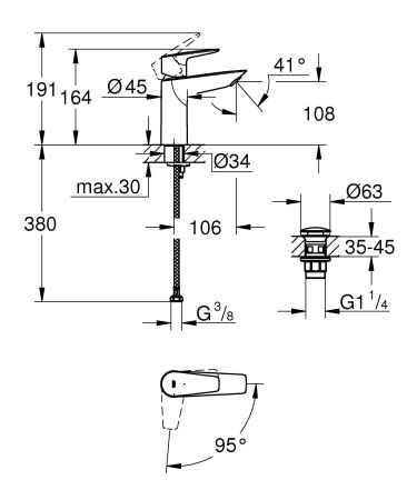 Смеситель для раковины Grohe Start Edge, размер M, хром (23909001)