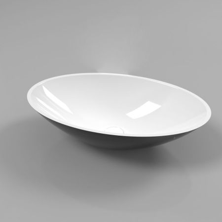 Умывальник WHITECROSS Aquamarine 56x35 (черный/белый глянец) иск. камень, артикул 0715.056035.10100