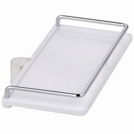 Полка, Kludi, COCKPIT Explorer, ширина, мм-200, глубина, мм-100, высота, мм-50, тип установки-на душевую стойку, материал-металл/пластик, цвет-хром/белый, артикул 6410110-00