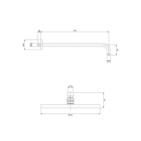 Верхний душ OMNIRES с кронштейном WGSET1NI (никель), артикул WGSET1NI