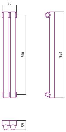 Отопительный радиатор ЭСТЕТ-1 н/ж 500х90 / 2 сек (САТИН)
