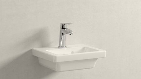 Смеситель для раковины GROHE Eurodisc Cosmopolitan с донным клапаном, уменьшенный, хром (23049002), артикул 23049002