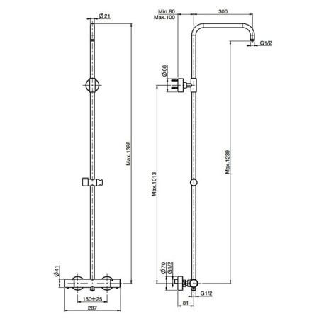 Fima Carlo Frattini Colonne doccia Смеситель для душа, термостатический, с душевой стойкой, цвет: хром Fima Carlo Frattini Colonne doccia Смеситель для душа, термостатический, с душевой стойкой, цвет: хром