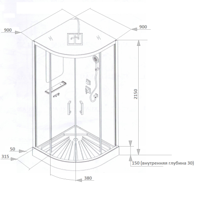 Кабина VIVA91 душевая Cerutti SPA (90x90x215) Кабина VIVA91 душевая Cerutti SPA (90x90x215)
