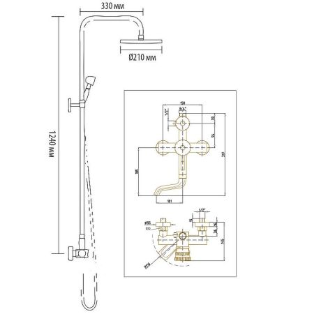 Душевая система Bronze de Luxe Windsor 10120R Бронза, артикул 10120R