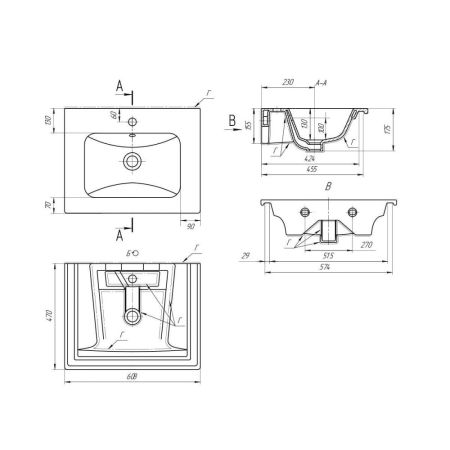 Раковина Dreja Euphoria 640344, 60 см, артикул 640344