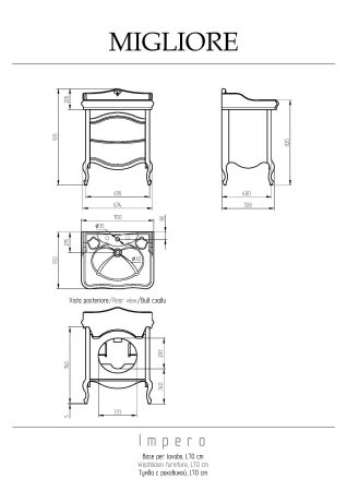 IMPERO База L68xH74xP51 см. для раковины 70 см, 2 выдвижных ящика, цвет: OLIVA