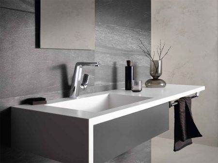 Смеситель для раковины, Kludi, Ameo, тип открывания воды-однорычажный, тип регулирования воды-керамический картридж, монтаж-на раковину/столешницу, отверстия для монтажа-1, высота, мм-220, вынос излива, мм-170, донный клапан-отсутствует, тип подводки-гибк, артикул 410240575