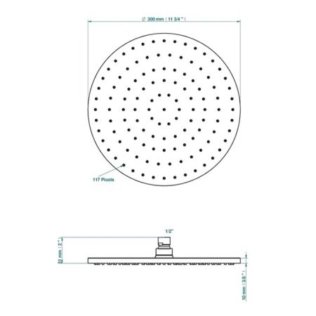 THG Верхний душ Ø300 мм., цвет Polished nickel, артикул G00-B01-280EP