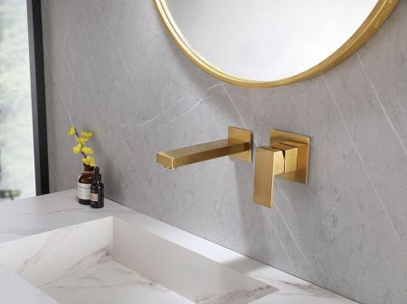 Смеситель ABBER Daheim AF8212G для раковины скрытого монтажа, золото матовое