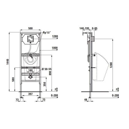 Laufen CU1  Инсталляция для писсуара, артикул 8.9266.4.000.000.1