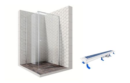 Душевой уголок Ambassador Diamond 12011103R-ST1, квадратный, линейный трап, 100х100, артикул 12011103R-ST1