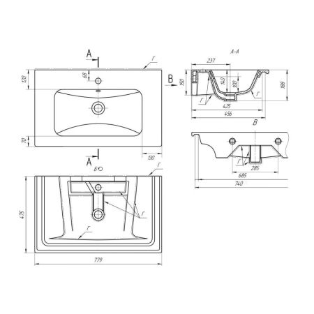 Раковина Dreja Euphoria 640177, 80 см, артикул 640177