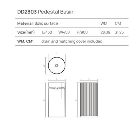 DEA DESIGN Pedestal Basin Раковина напольная d450хh900 мм, цвет dark camel