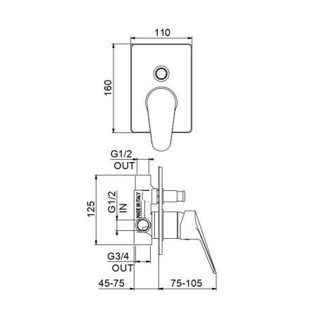 Смеситель для душа Fiore KYRO 86CR6517, хром, артикул 86CR6517