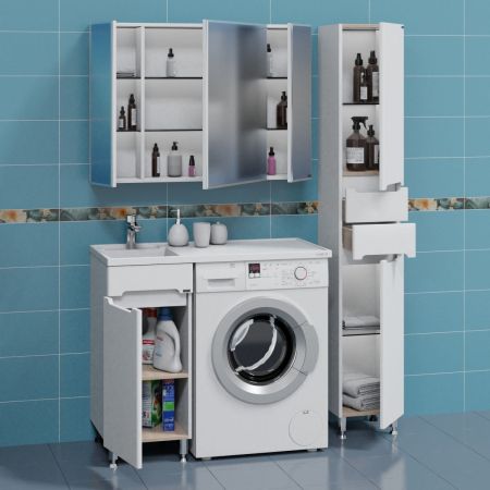 Тумба под раковину над стиральной машиной напольная "Лондон 39" дверь, напольная (ум. Лидер 1000 литой мрамор)