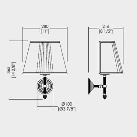 Devon  Diamond Светильник настенный с плафоном  280х216х365 мм, держатель хром, артикул WHD523CR