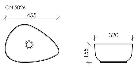 Умывальник чаша накладная ассиметричной формы Element 455*320*155мм CN5026, артикул CN5026